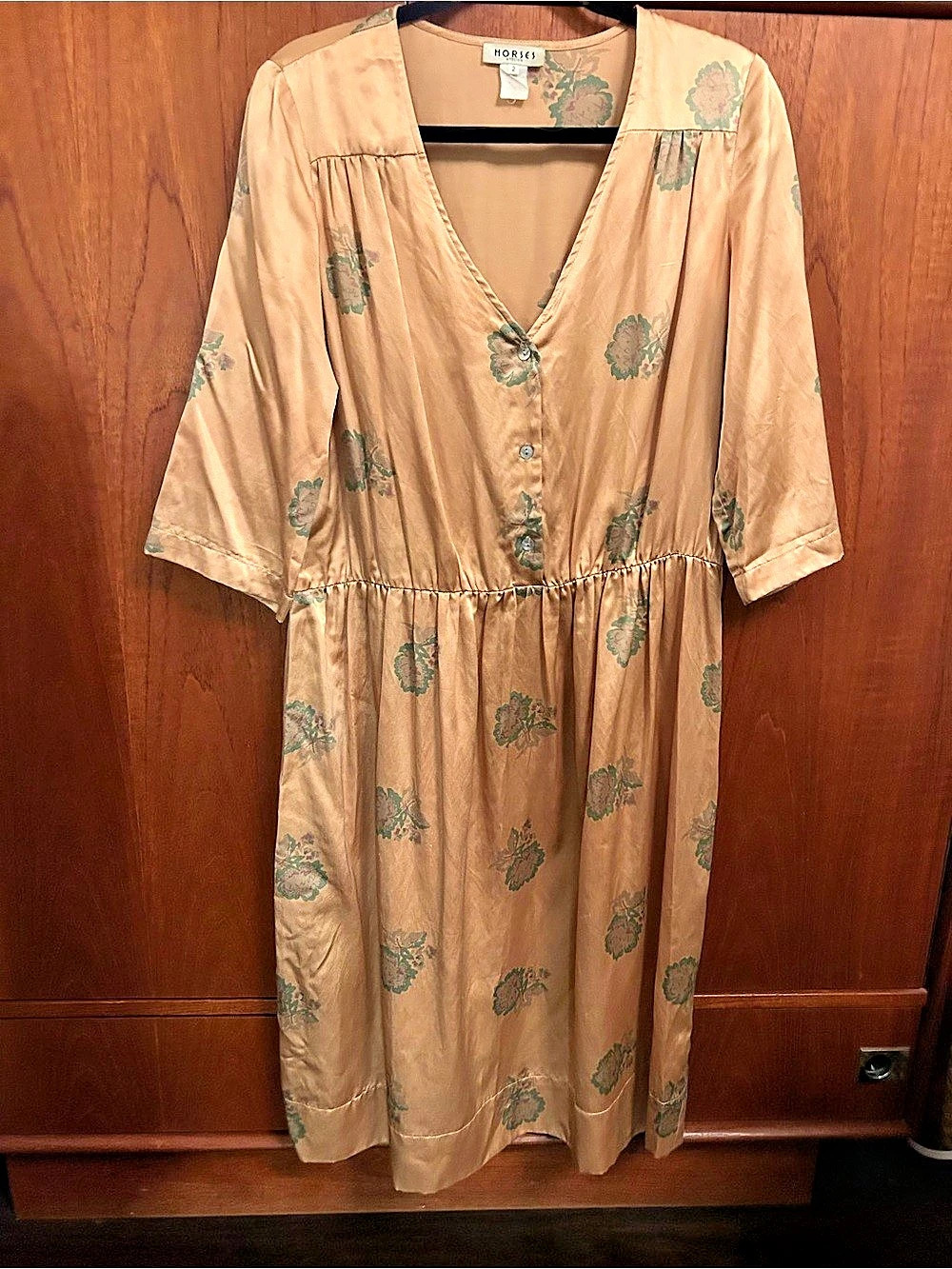 VGUC HORSES Atelier Peony Midi Dress in champagne (Horses Size 2, like 8)